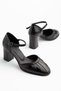 Women's Black Genuine Leather Classic Heeled Shoes - 2
