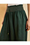 Women Green Ruched Waist Flared Trousers - 4