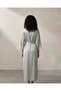Women Green Satin Long Robe With Lace - 4