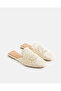Women Beige Raffia Mules - 2