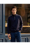 Men Navy Front Zip Sweatshirt