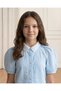 Senior Girls Light Blue Embroidered Short Sleeve Blouse - 5