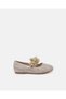 Girls Beige Floral Strap Ballerina