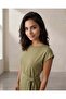 Women Pale Green Plain Front Tie Jersey Dress - 5
