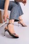 Women's Cross-Strapped 9 cm Thin Heeled Sandals – Stylish Design with Ankle Buckle - 6