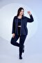 Plus Size Women's Piping Detailed 3-Piece Set Navy Blue - 2