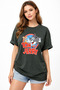 Women's Khaki Crew Neck Tom and Jerry Printed Oversize T-Shirt Nj104 - 3