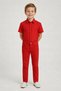 Boy's Red Short Sleeve Shirt Red Pants April 23 October 29 Show Outfit