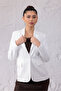 Women's White Blazer Jacket with Pocket Details