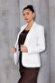 Women's White Blazer Jacket with Pocket Details - 4