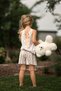 Organic Gots Certified Pink Ribbon Garden, Girls' Set with Salmon Ribbon on the Back and Suspender Shorts - 8