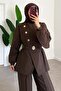 Gold Button Suit - Brown - 4
