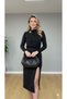 Women's Black Stand Collar Long Sleeve Snap Fastener Bodysuit – Stylish Bodysuit Blouse with Brooch Detail