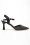 Women's Black Stone Heeled Shoes - 3
