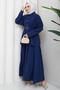 Pencil Skirt Suit with Belt Navy Blue Hm2883 - 6