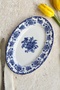 Antique Deep Blue 2Li 25 cm Premium Porcelain Medium Size Kayık Presentation Serving Set Navy Blue with Floral Pattern - 3