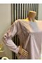 Women's Middle Age and Above Baguette Stone Mother Combed Cotton Blouse - 3