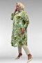 68014 Large Size Hakimyaka Double Buttoned Mango Tunic - Leaf Pattern Mink - 4