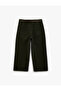 Belt Detailed Cotton Short Wide Leg Trousers - Wide Leg Jeans - 4
