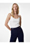 Crepe Scuba Fabric Sleeveless U-Neck Blouse with Metal Accessory Detail - 2