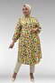 68014 Plus Size Hakimyaka Double Button Mango Tunic - Patterned Yellow - 5