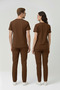 Friar Brown Lycra Scrubs Doctor Nurse Uniform Bat Sleeve Set Unisex - 2