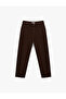 High Waist Pocketed Buttoned Cotton Straight Leg Denim Trousers - Mom Slim Jean - 3