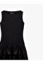 Boat Neck Sleeveless Mini Dress with Voluminous Ruffles at the Hem - 5