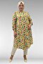 68014 Plus Size Hakimyaka Double Button Mango Tunic - Patterned Yellow