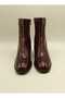 Clara Burgundy Leather Women's Boots – Crocodile Patent Leather Toe & Heel Detail - 6