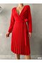 Double-Breasted Collar Pencil Dress 583159 Red - 2