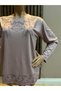 Women's Middle Age and Above Round Viscose Collar Skirt Embroidered with Stones Lycra Mother Combed Cotton - 3