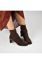 Danila Bitter Brown Suede Warm Lining Genuine Leather Women's Boots – Thick Heel 5.5 cm – Tpu Sole - 2