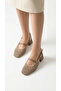 Women's Heeled Lace-Looking Ankle-Strapped Daily Summer Ballerinas with Middle Straps - 3
