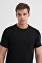 Slim Fit Crew Neck Knitted Black Men's T-Shirt 41770