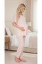 New Season Powder Short Sleeve Stylish Scallop Linen Detailed Design Maternity Pajama Set - 3