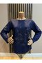 Women's Middle Age and Above Round Neck Viscose Orchid Stone Mother Combed Cotton Blouse - 3