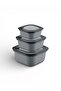 3 Piece Square Microline Storage Container Set (600-1100-1800 ml)