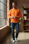 Unisex Cotton Lu Soft Sweatshirt Comfortable Fit Breathable Daily Sports Casual Sweatshirt Orange - 2