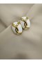 Lyre Gold Steel Earrings – White Color, Non-Tarnishing, Water-Resistant, Minimal Women's Earrings