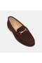 Women's Dark Brown Suede Loafer with Metal Accessories - 7