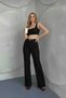 Carla Lycra Women's Black Super High Waist Loose Leg Denim Loose Palazzo Trousers - 6