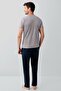 Men's Cotton Gray Short Sleeve, Long Pants/Short Shorts 3-Piece Boxed Pajama Set - 8