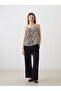 Esvab • Modern & Distinctive V Planted Leopard Embroidered Rope Strap Blouse - 2