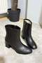 Women's Marta Black Thick Heeled Egg Toe Zippered Boots - 2