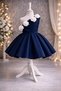 Special Design Rosalia Model Navy Blue Color Sleeveless Rose Accessory Detailed Girls' Evening Dress