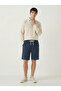 Men's Navy Blue Linen Muslin Shorts 100% Cotton Organic Fabric with Back Pockets
