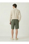 Men's Khaki Linen Muslin Shorts 100% Cotton Organic Fabric with Back Pockets - 2