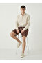 Men's Brown Linen Muslin Shorts 100% Cotton Organic Fabric with Back Pockets - 5