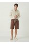 Men's Brown Linen Muslin Shorts 100% Cotton Organic Fabric with Back Pockets - 6